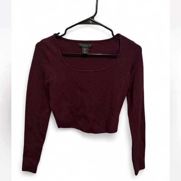 House of Harlow 1960 Burgundy Long Sleeve crop top size small nwot - Picture 1 of 5